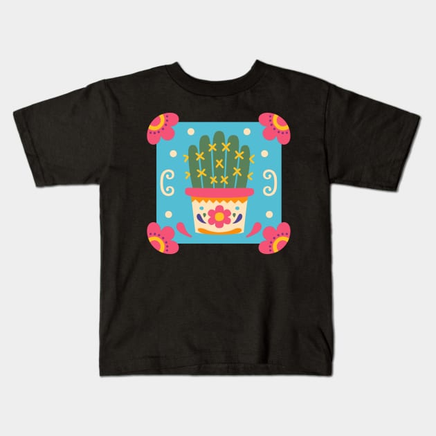 Hippie Flower Children Cactus Kids T-Shirt by Urban_Vintage